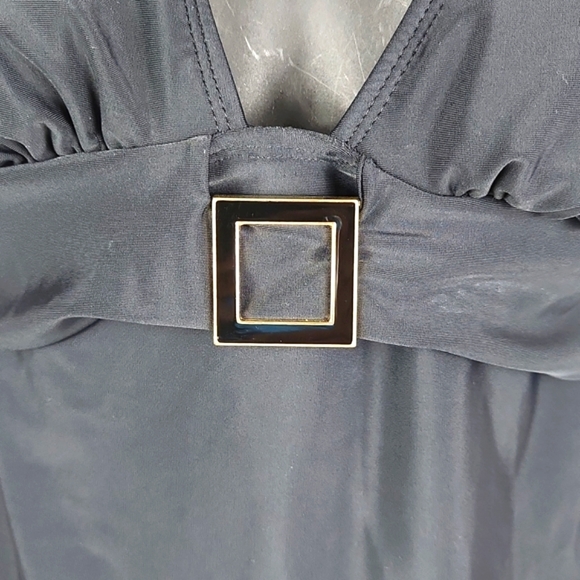 NWT, Jaclyn Smith, Women's 6 Halter Tie Tankini Swim Top Blk with buckle detail - Picture 6 of 10